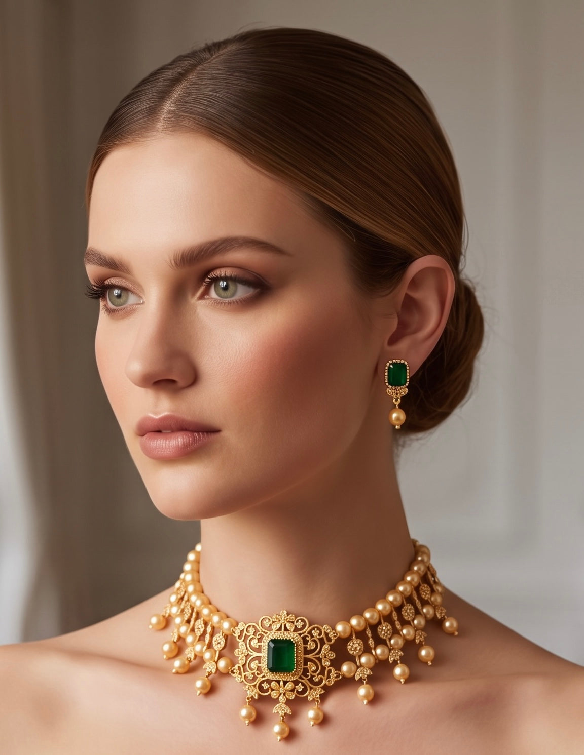 Emerald green ad choker set