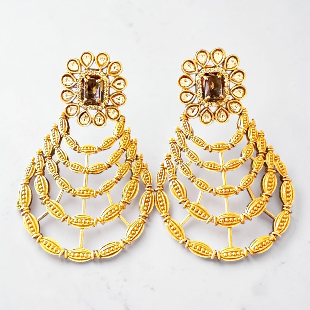 Lavender gold finish earrings