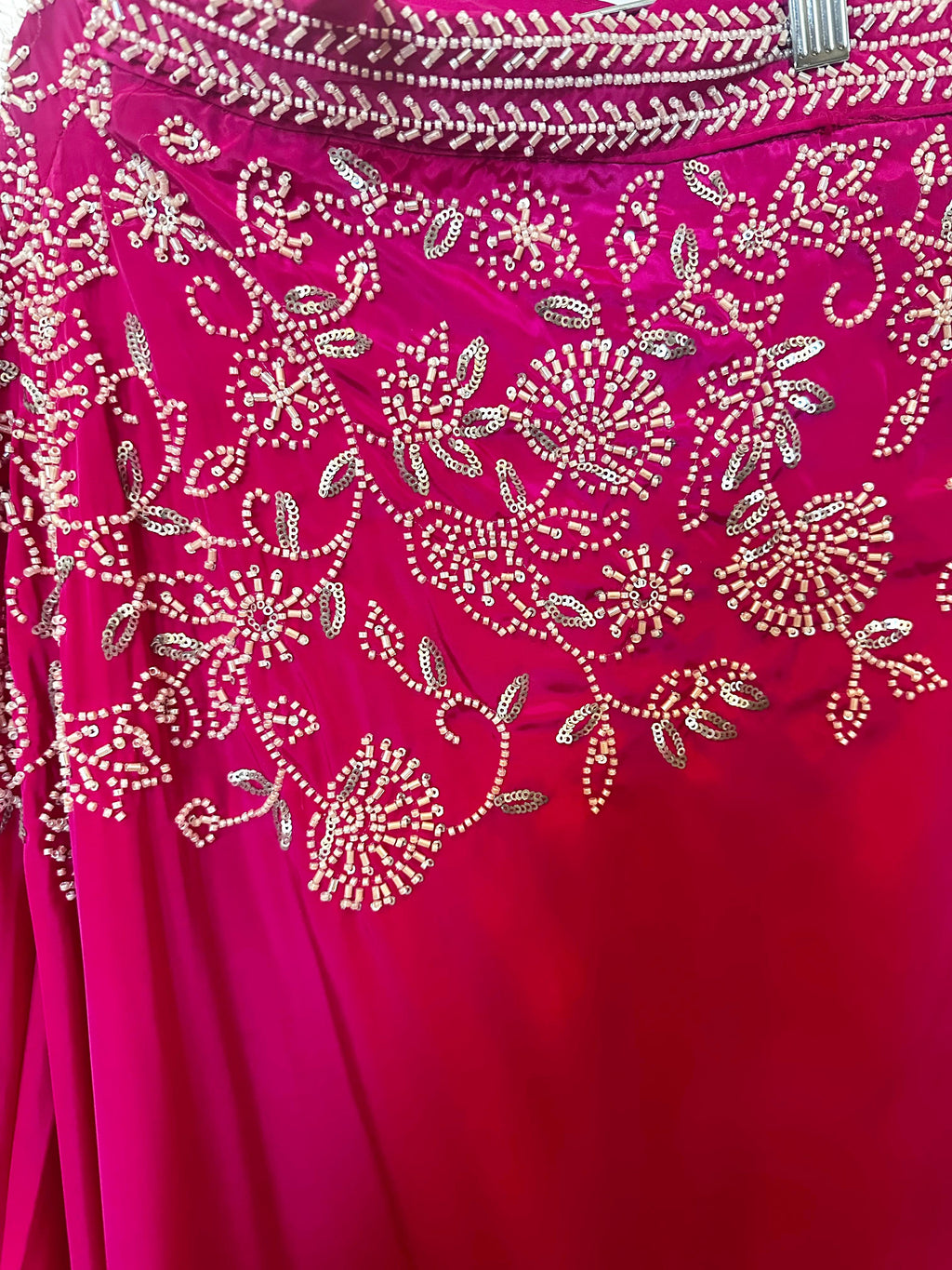 Hot pink one-shoulder outfit