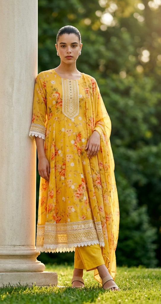 Yellow floral suit
