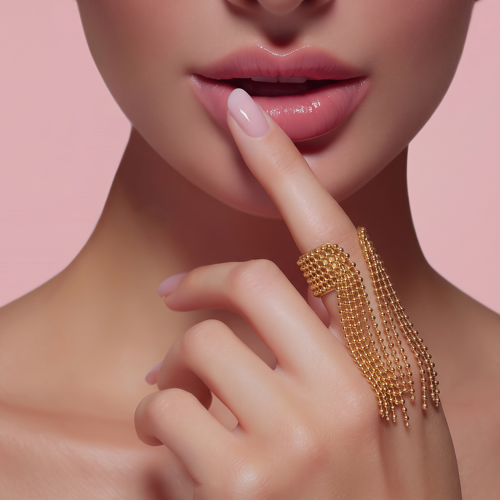 Gold finish chains ring