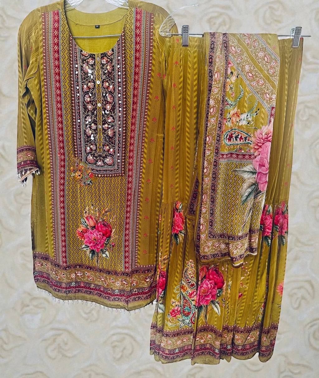 Green floral palazzo suit