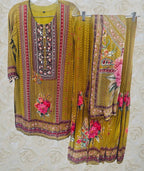 Green floral palazzo suit