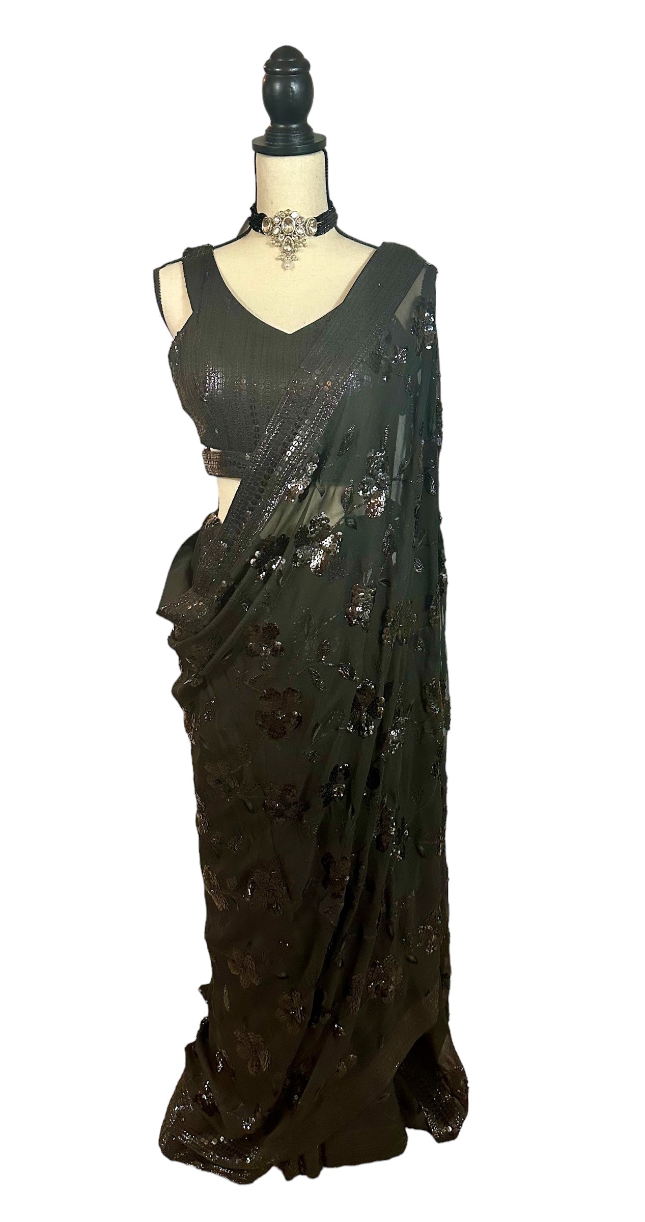 Black sequins saree