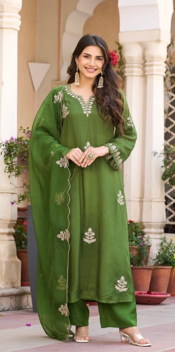 Green muslin suit