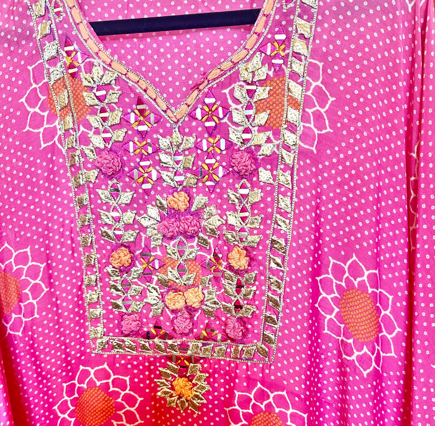 Fuchsia printed kaftaan set