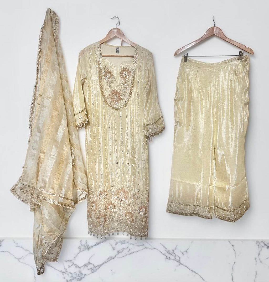 Ivory embroidered suit