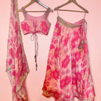 Pink floral lehenga set