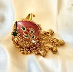 Pink stone ghungroo ring