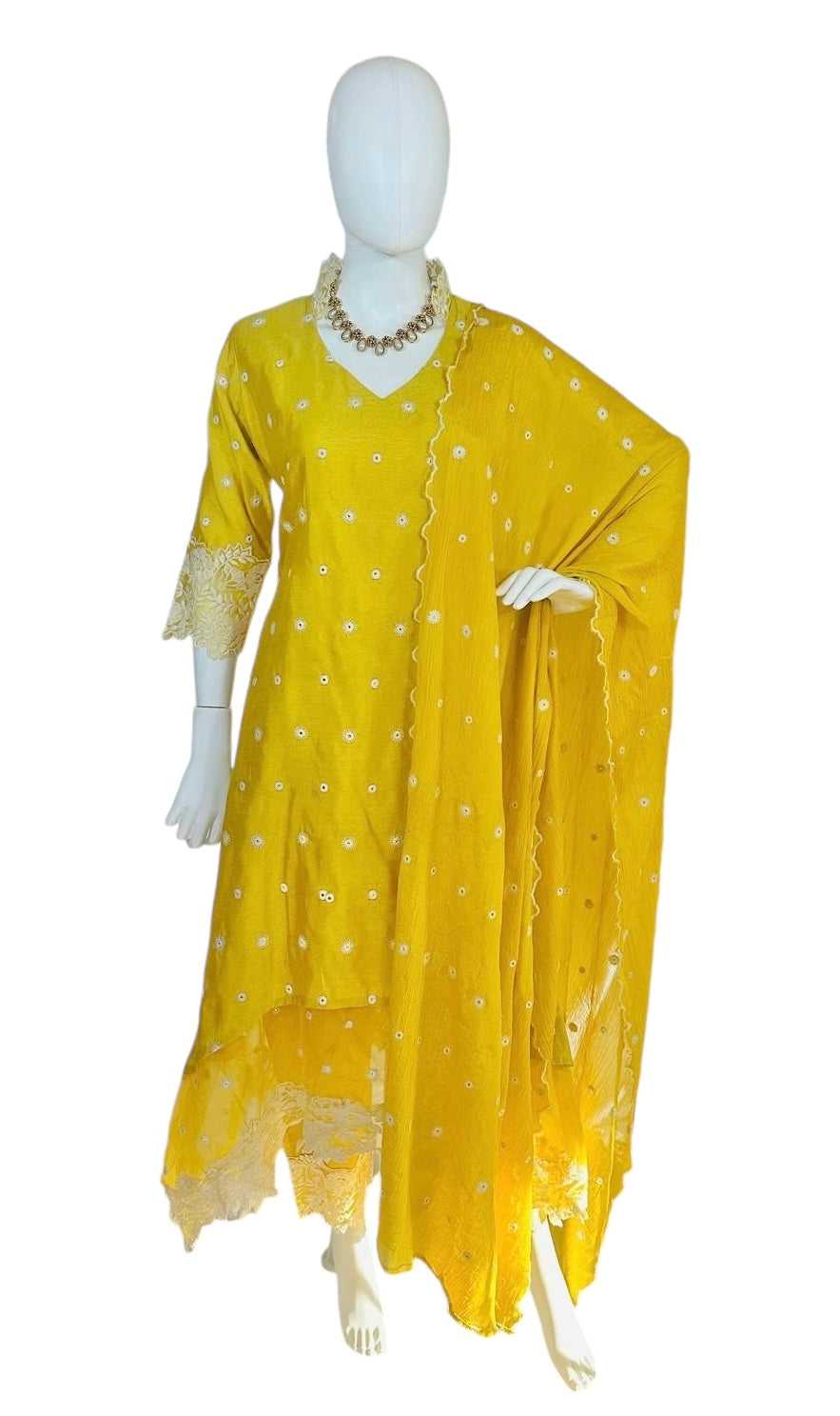 Yellow cotton silk suit