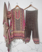 Taupe n pink color salwaar suit