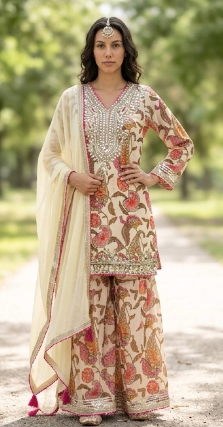 Ivory Sharara suit