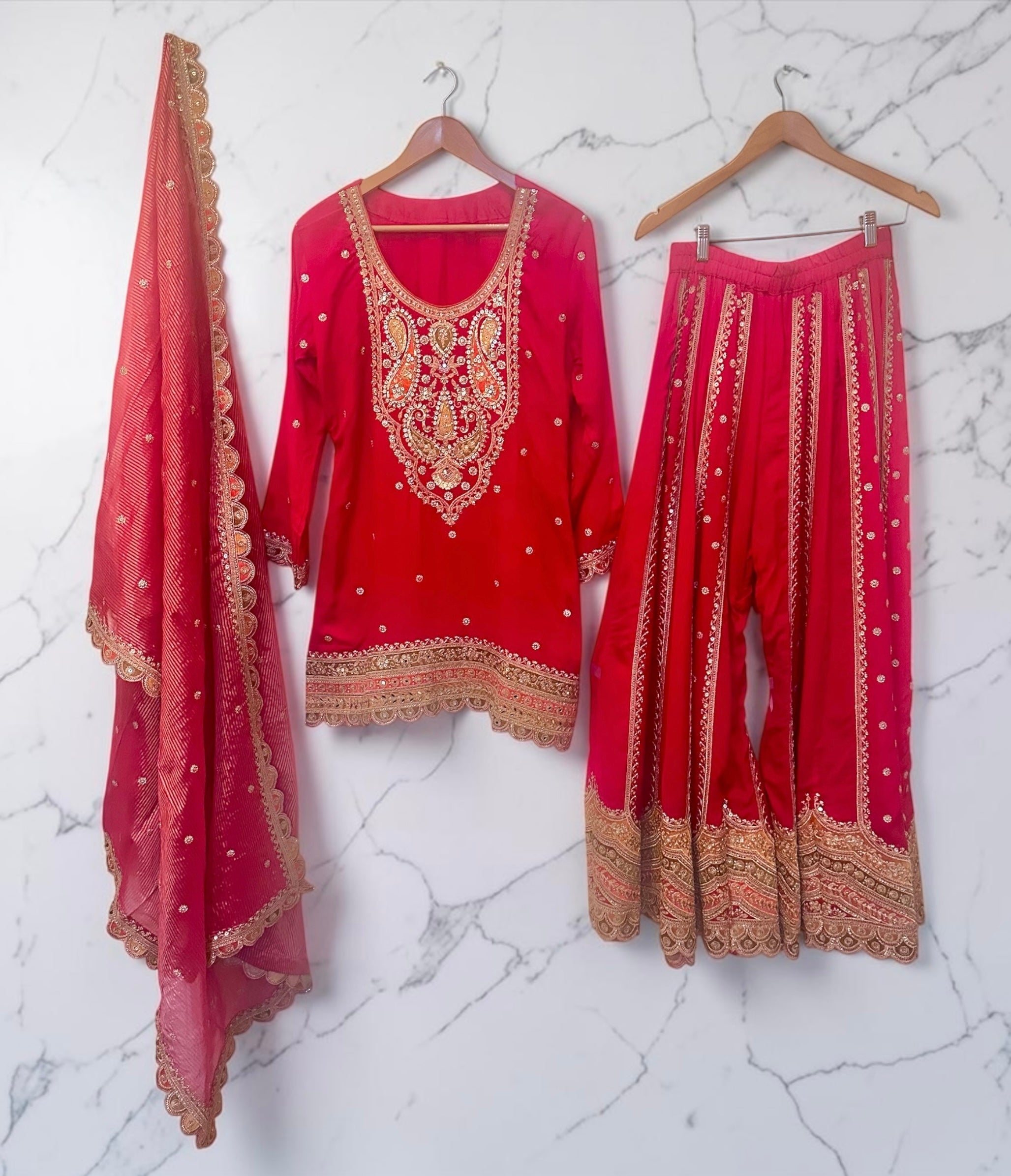 Red Sharara suit