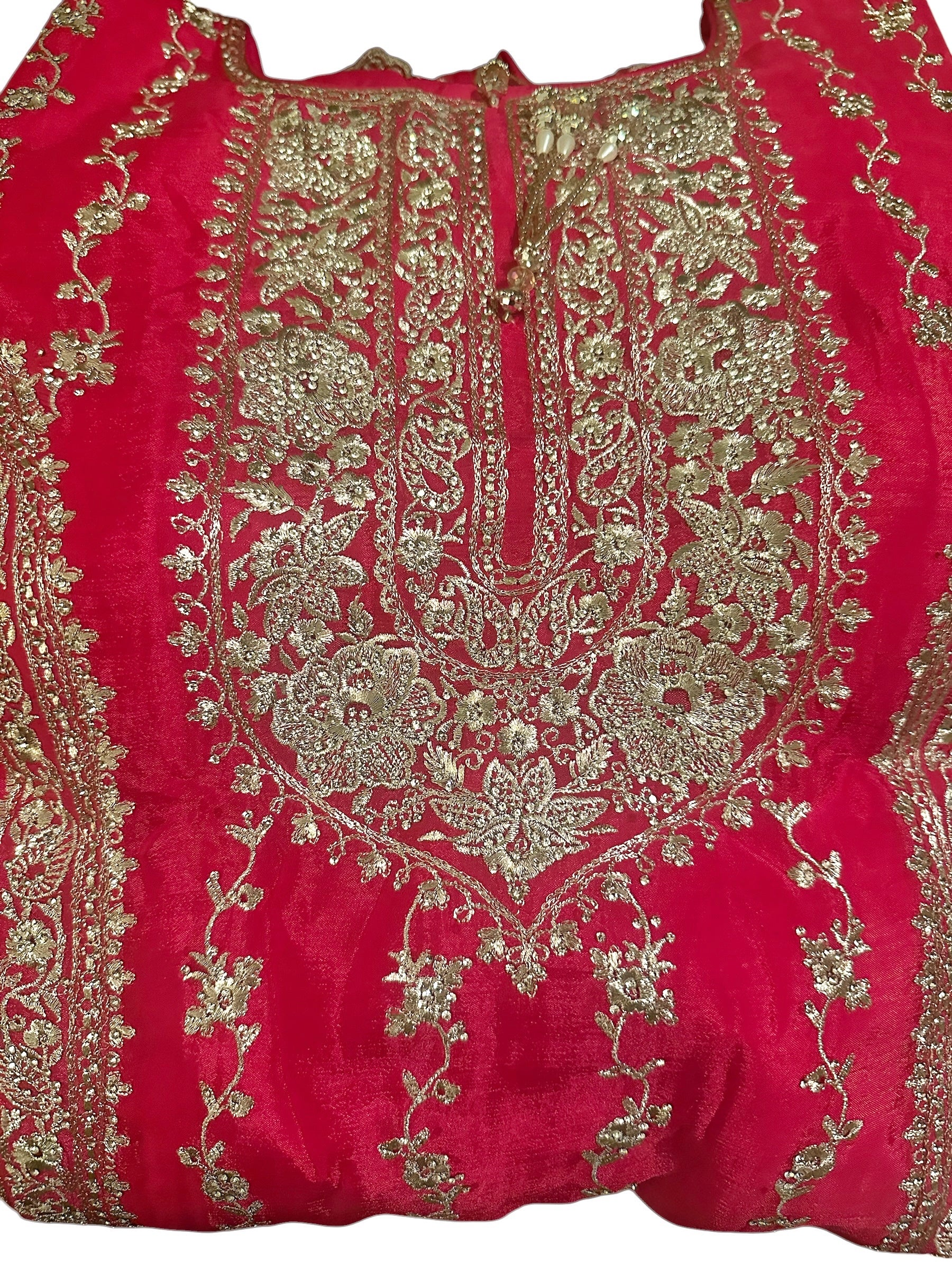 Red embroidered sharara set
