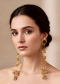 Burgundy stone jhumka earrings