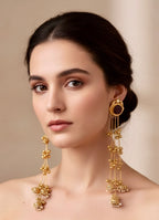 Burgundy stone jhumka earrings