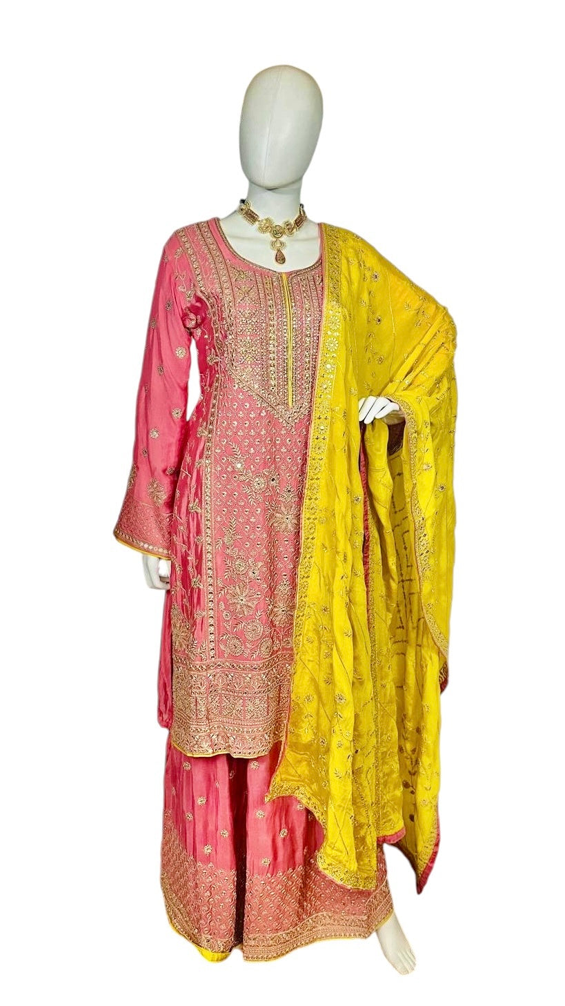 Peach Sharara set