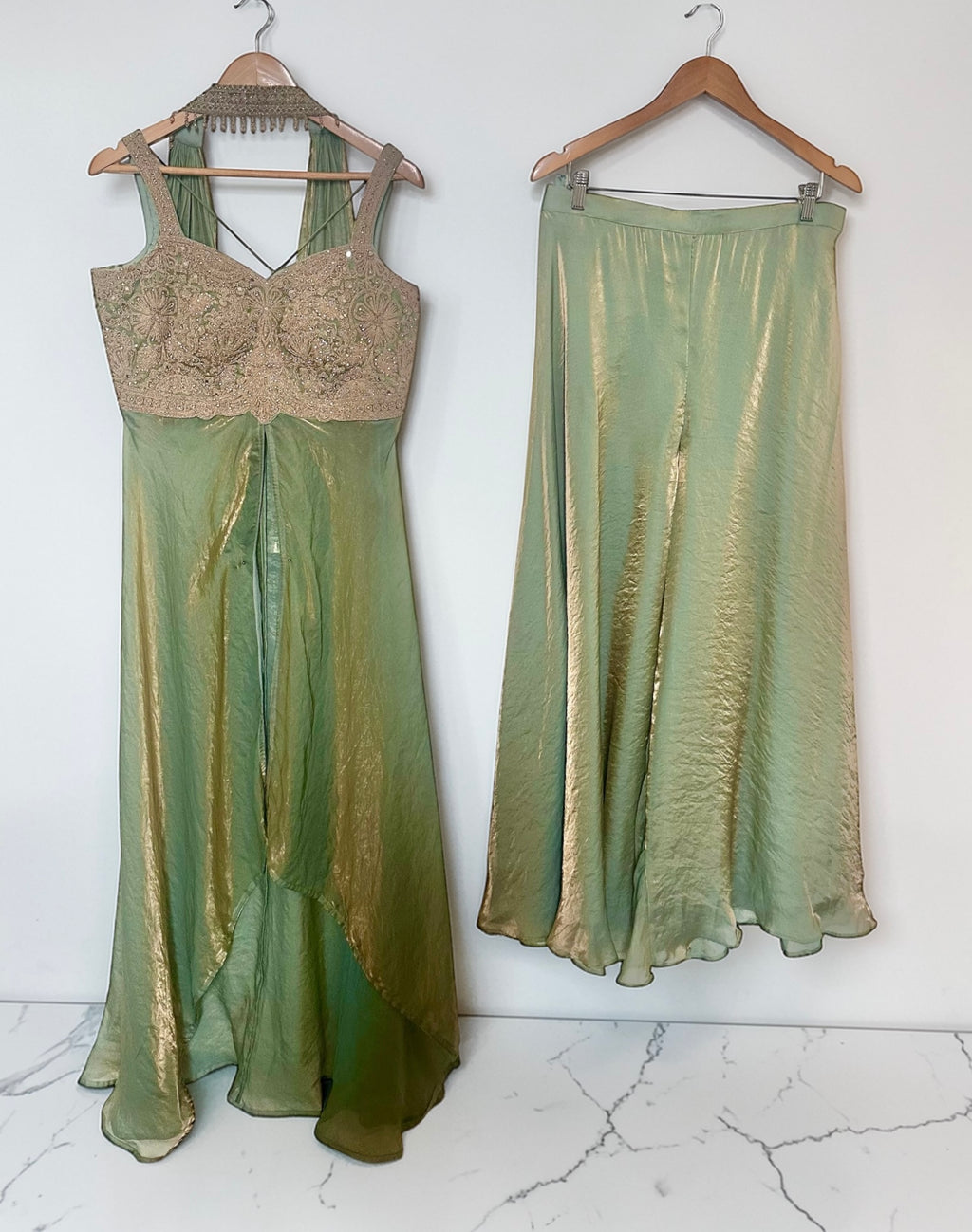 Sage green strappy suit