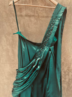 Emerald green lehenga saree