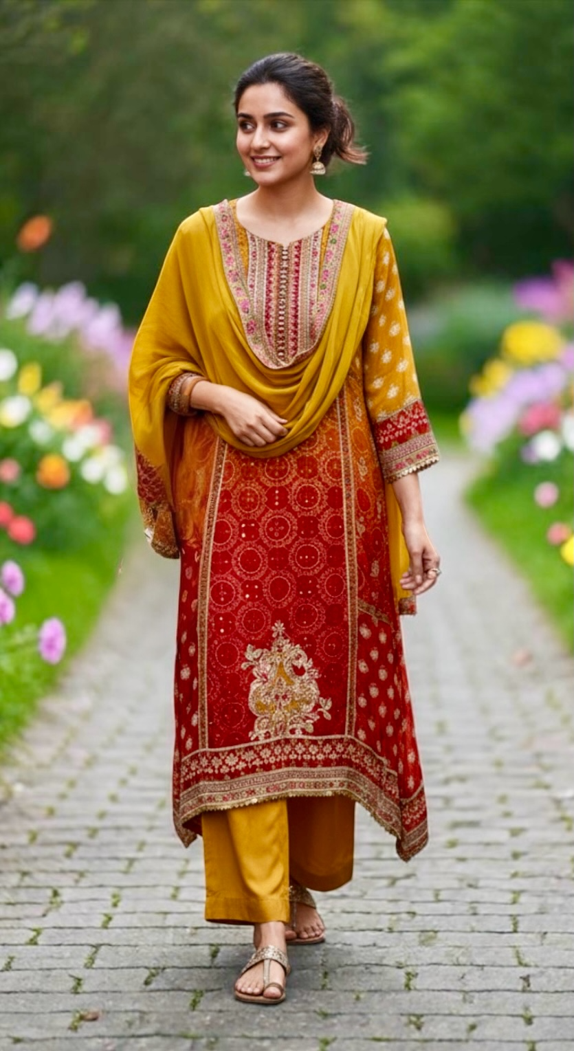 2-shaded palazzo suit