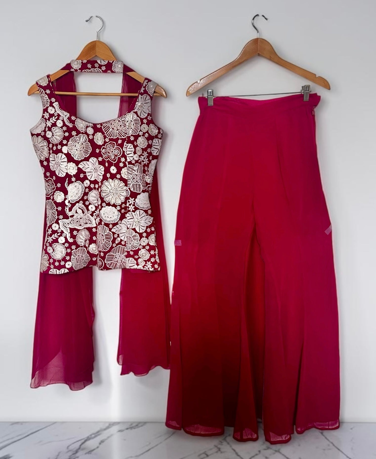 Red palazzo set