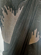Black chinon stitched saree