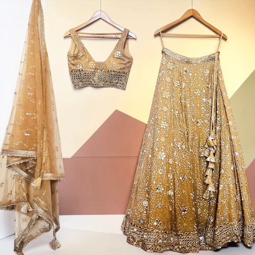 Beige & silver lehenga