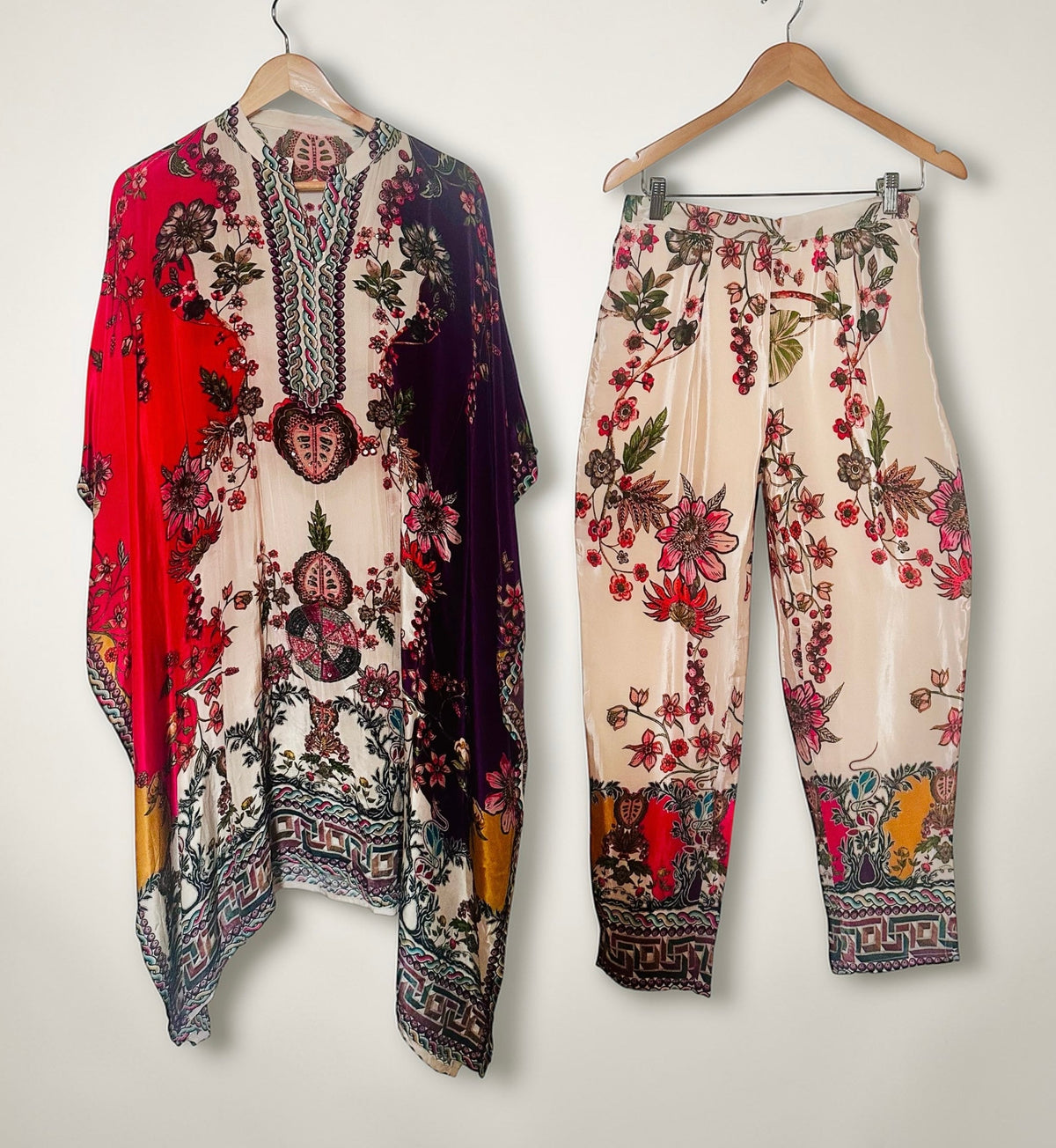 Ivory printed co-ord kaftaan set