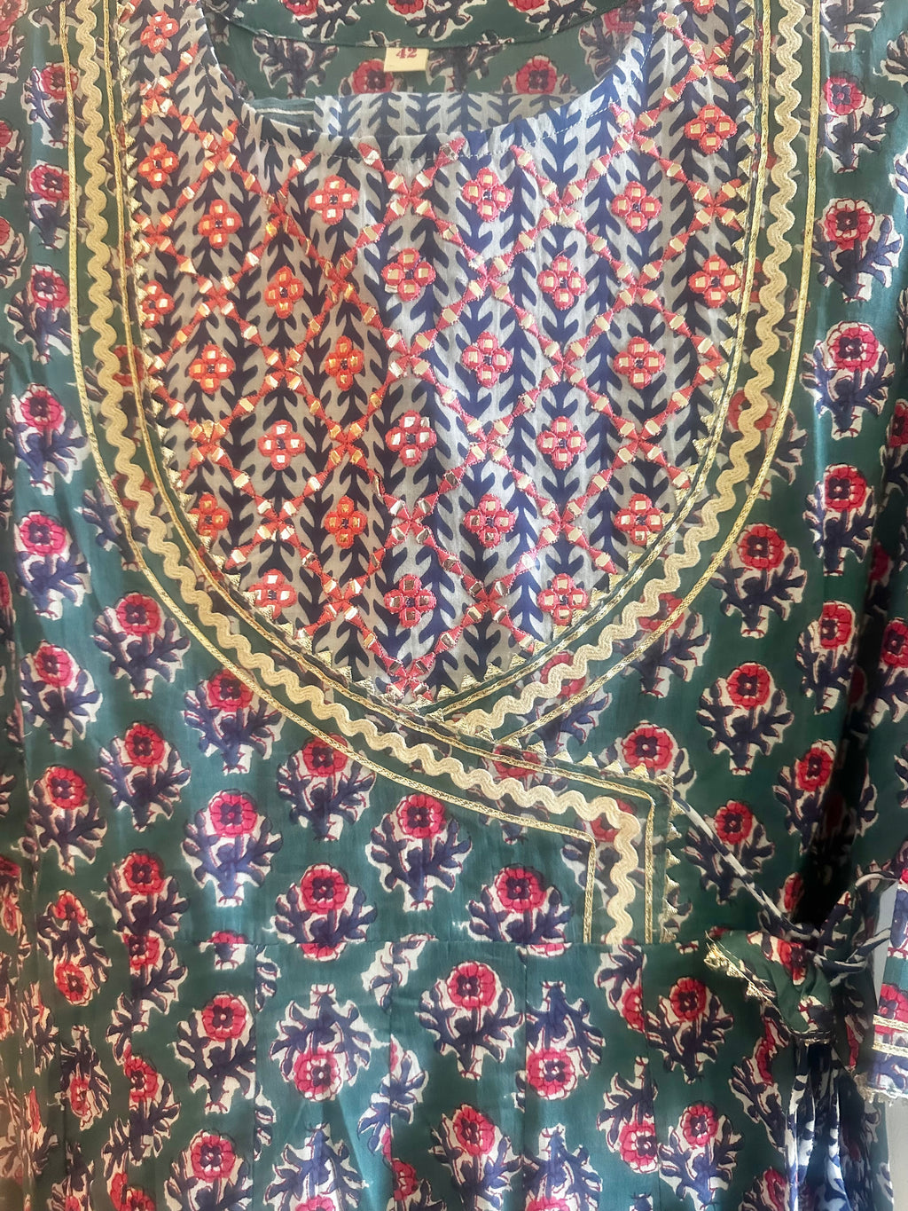Green & blue angrakha suit