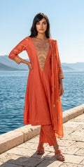 Rustish orange a-line suit