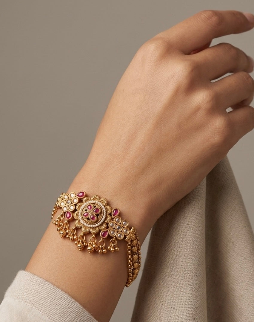 Ruby stone gold bracelet