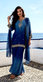 Navy blue Sharara suit