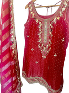 Pinkish red Sharara suit