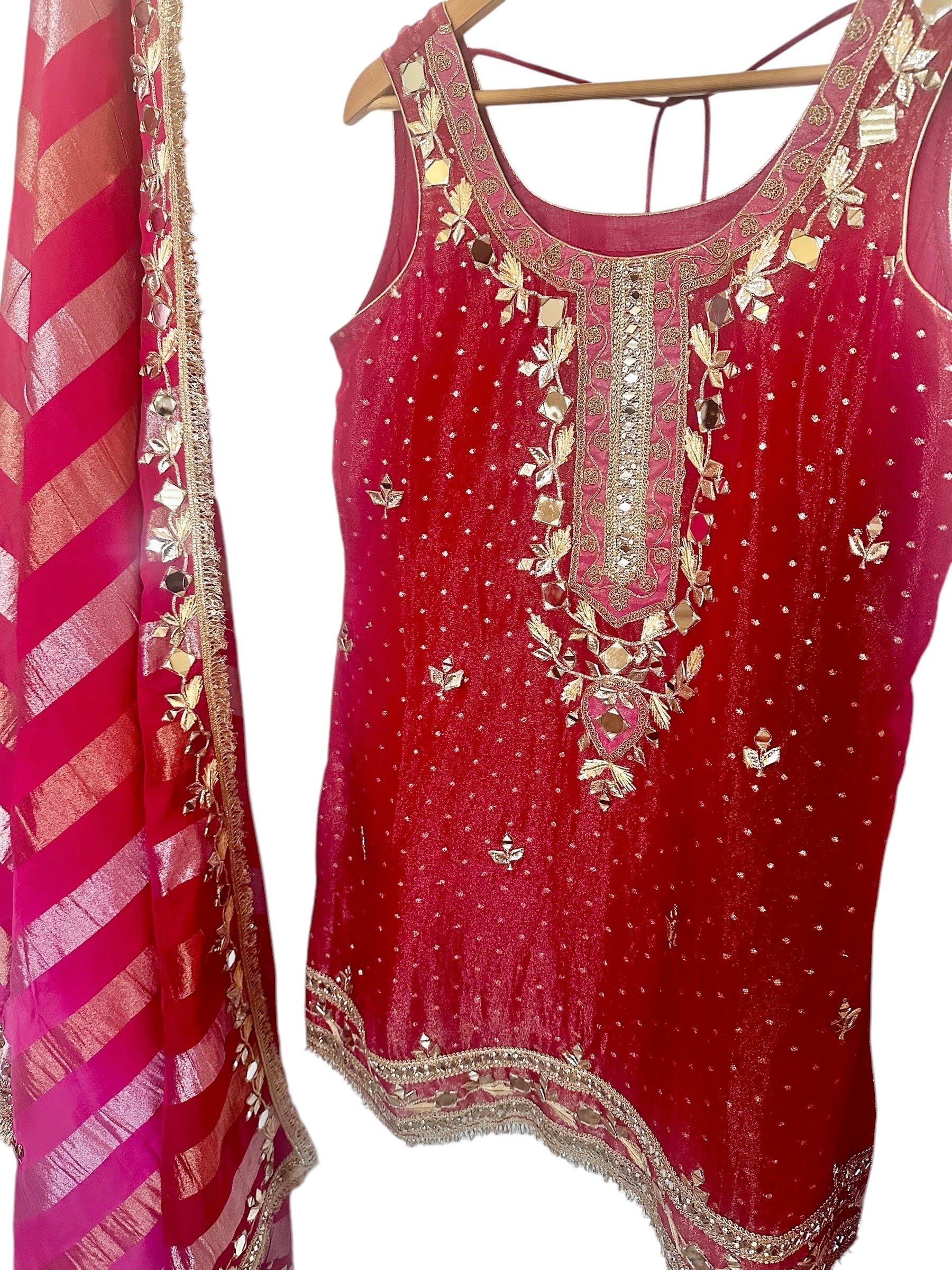 Pinkish red Sharara suit
