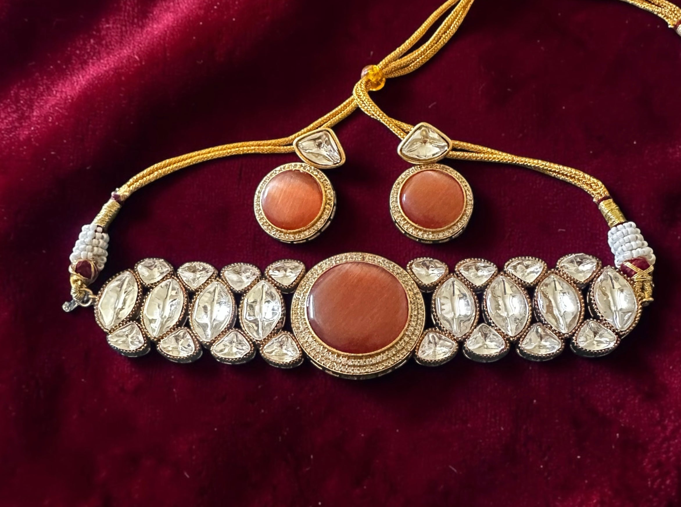 Peachish brown with polki