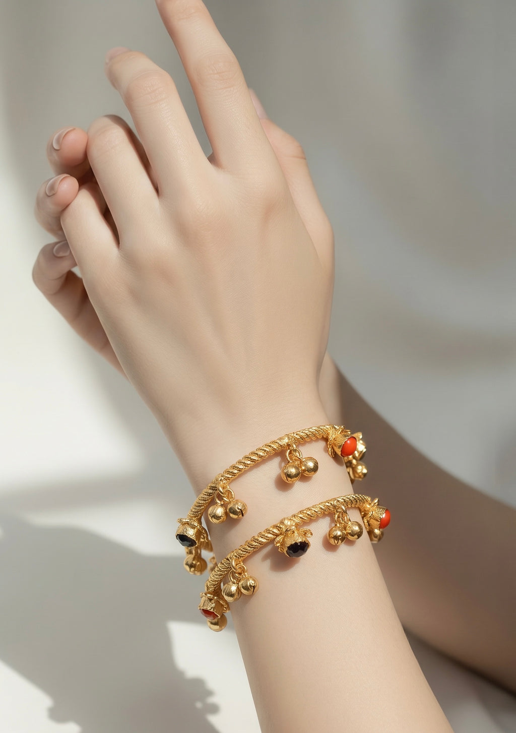 Red,blue & green stone bangles