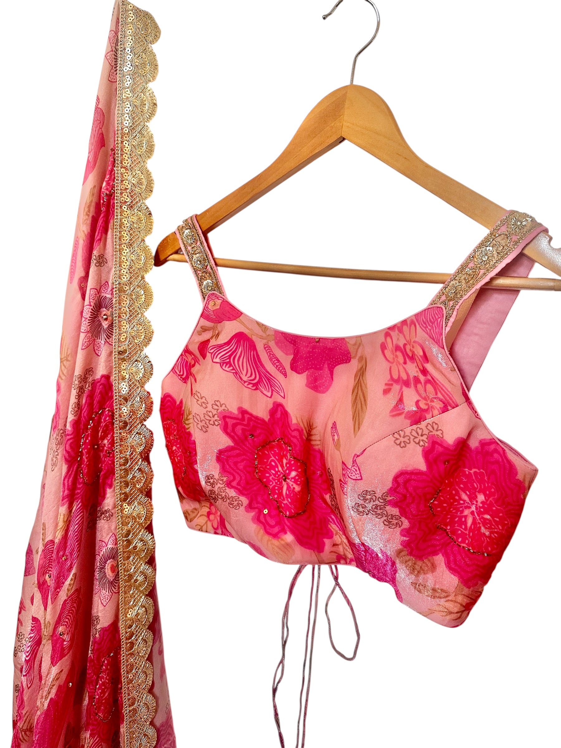 Pink floral lehenga set