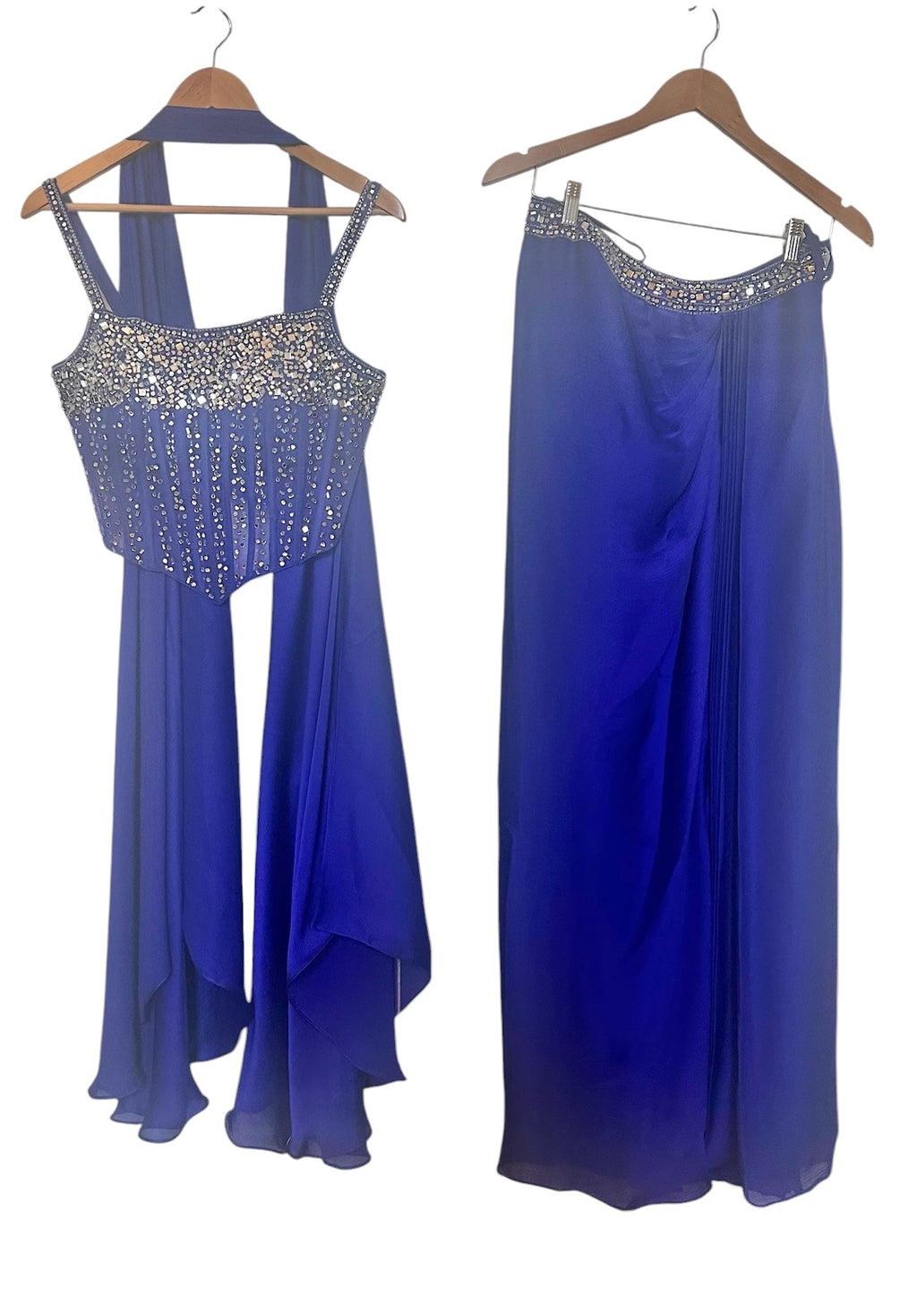 Electric blue dhoti skirt set