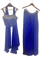 Electric blue dhoti skirt set