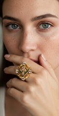 Mint green n ruby ring