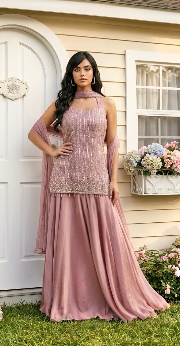Blush pink Sharara set