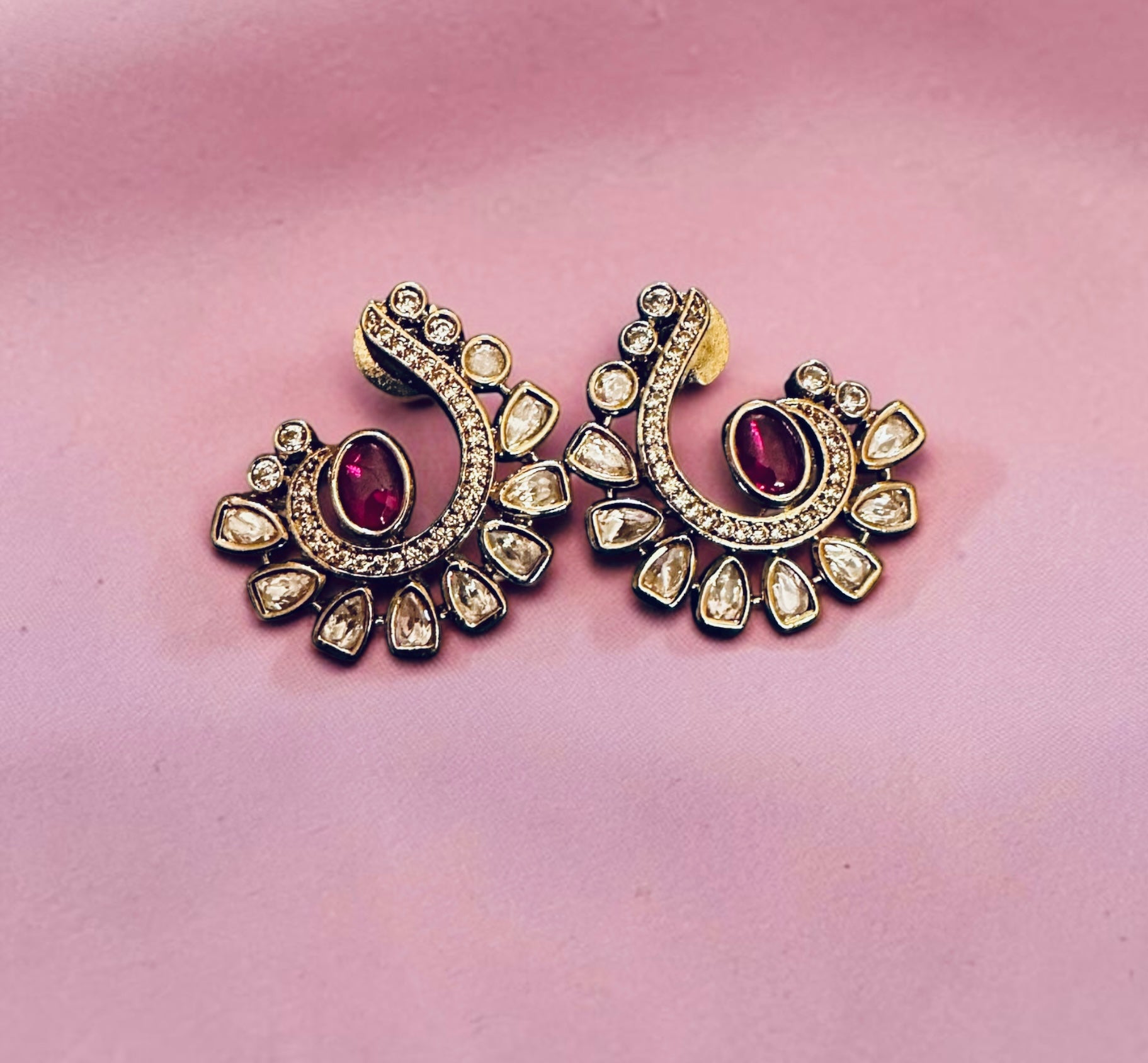 Ruby stone ad earrings