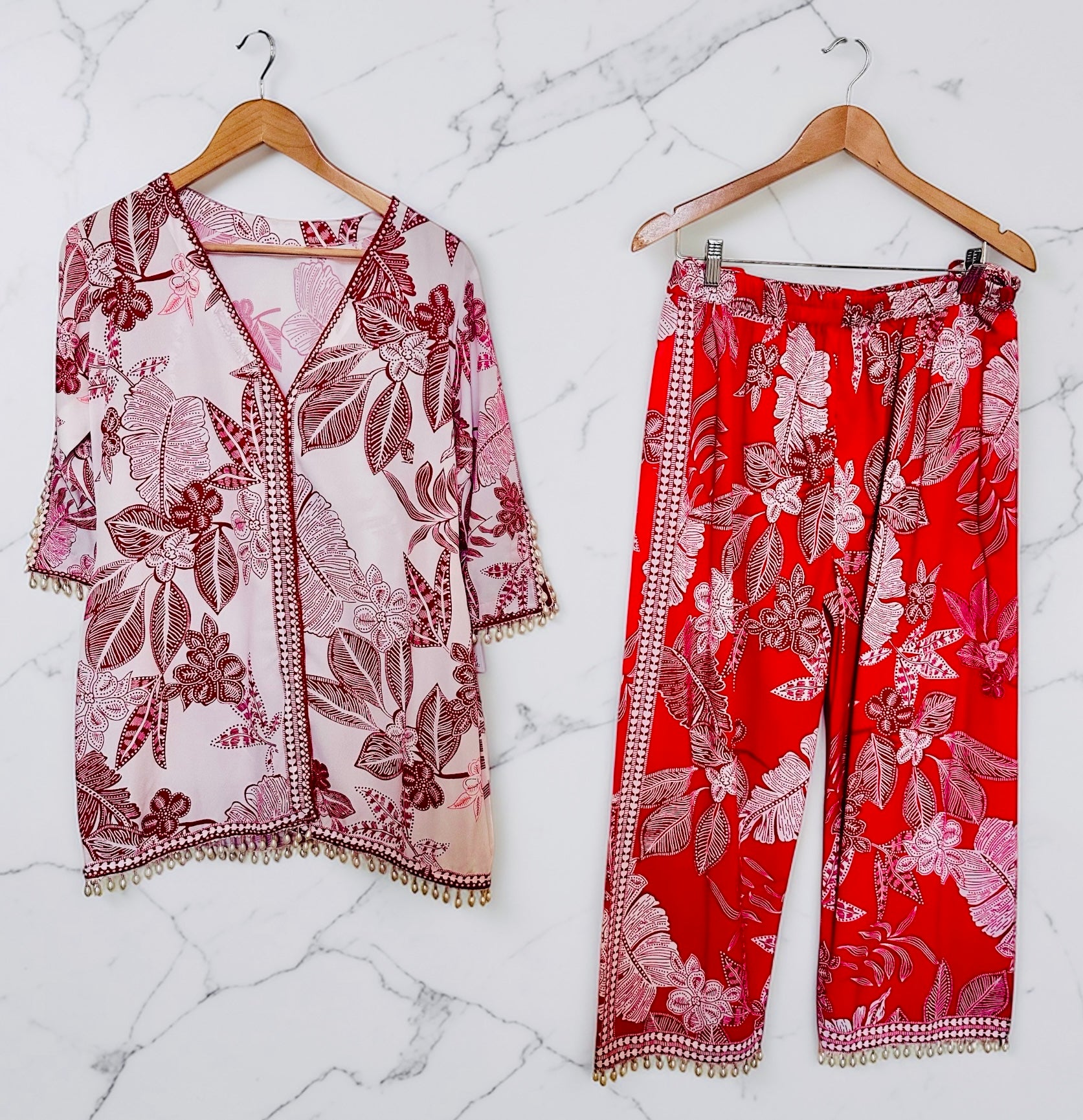 Red printed co-ord set