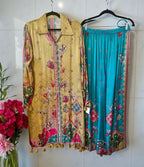 Yellow n blue printed co- ord set