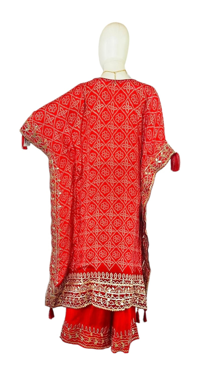 Red bandini kaftaan set