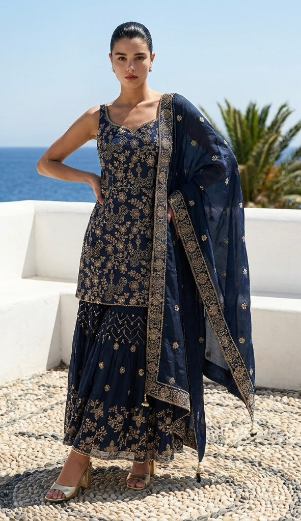 Black sequins Sharara set