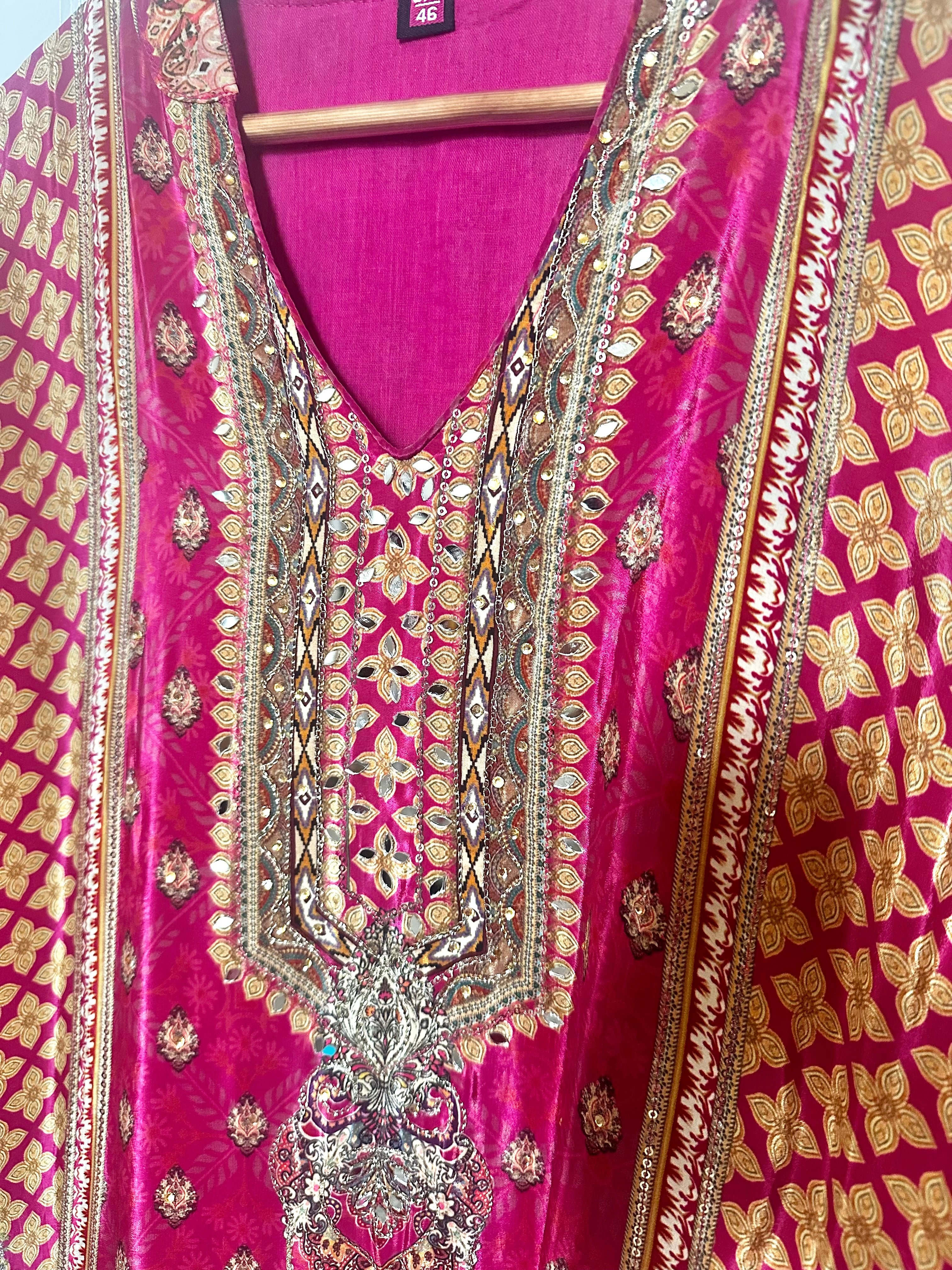 Fuchsia printed garara suit