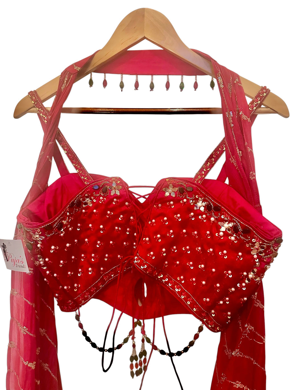 Red corset lehenga set
