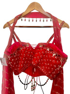 Red corset lehenga set