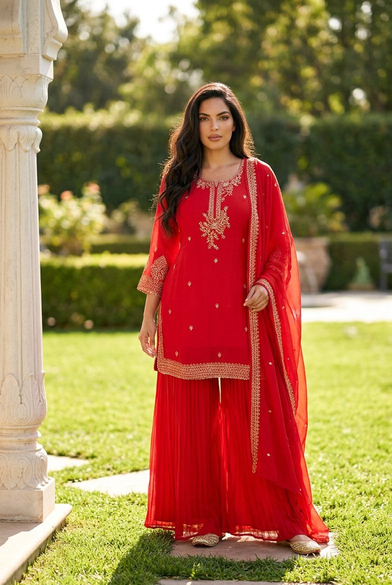 Rustish orange sharara suit